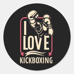 Adesivo Redondo Eu Amo Kick-boxing Boxe Amor Kickboxer Kickboxin
