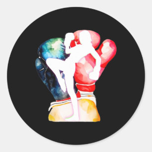Adesivo Redondo Eu Amo Kickboxing É Kickboxing Garota É Mulher Chu