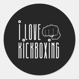 Adesivo Redondo Eu Amo Kickboxing Kickbox Kick Boxing Kickboxer