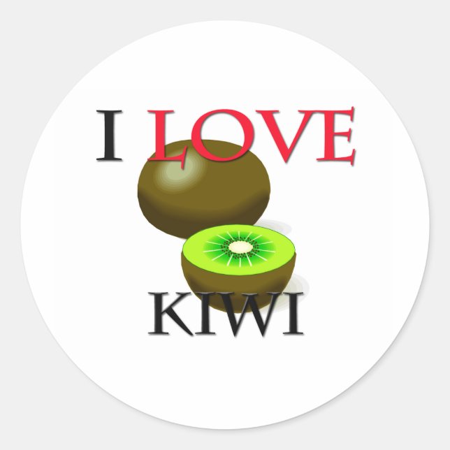 Adesivo Redondo Eu amo Kiwi (Frente)