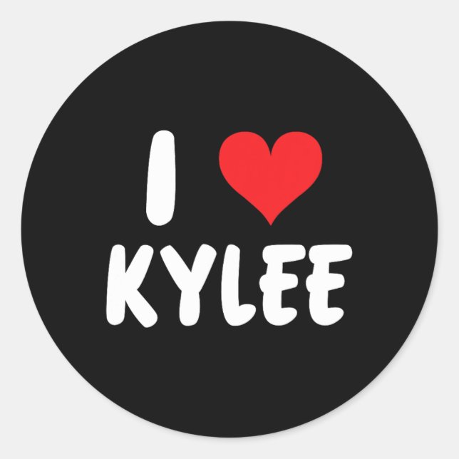 Adesivo Redondo Eu Amo Kylee - Coração - Nome  (Frente)