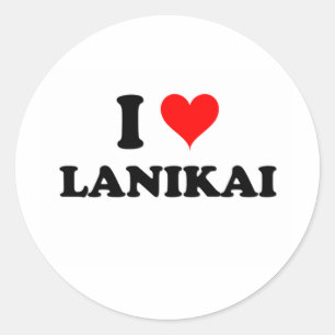 Adesivo Redondo Eu Amo Lanikai Hawaii
