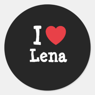 Adesivo Redondo Eu amo Lena coração T-Shirt