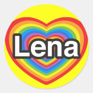 Adesivo Redondo Eu amo Lena. Eu te amo Lena. Coração