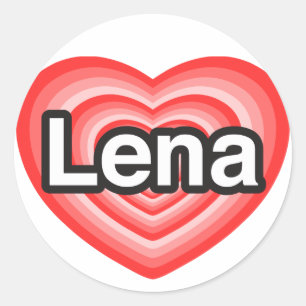 Adesivo Redondo Eu amo Lena. Eu te amo Lena. Coração