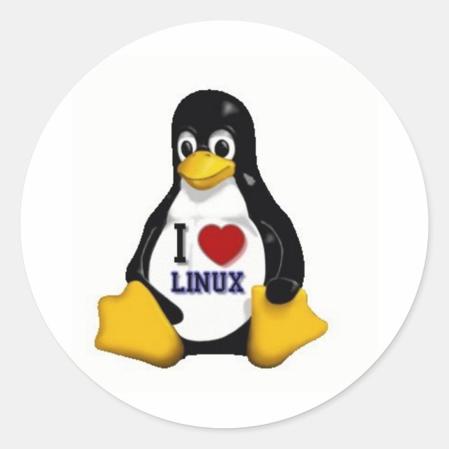 Adesivo Redondo Eu amo Linux (Frente)