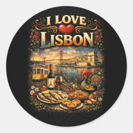 Adesivo Redondo Eu Amo Lisboa