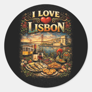 Adesivo Redondo Eu Amo Lisboa