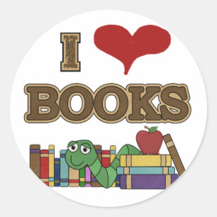 Adesivo Redondo Eu amo livros