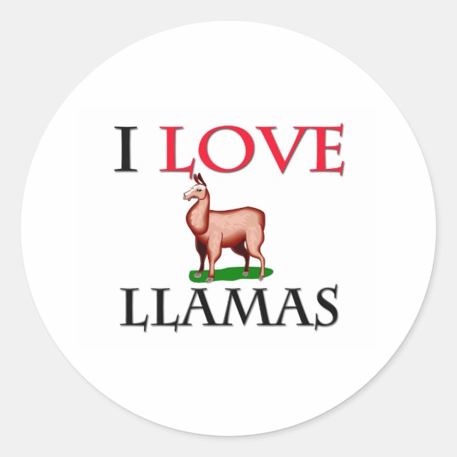 Adesivo Redondo Eu Amo Llamas (Frente)