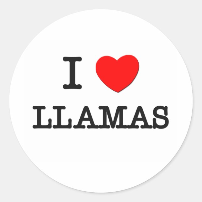 Adesivo Redondo Eu amo LLAMAS (Frente)
