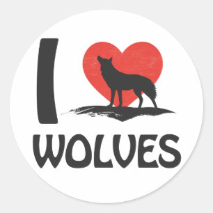 Adesivo Redondo Eu amo Lobos