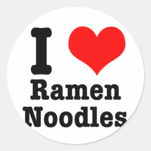 Adesivo Redondo EU AMO macarrão ramen