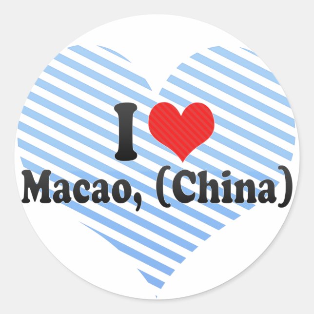 Adesivo Redondo Eu amo Macau, (China) (Frente)