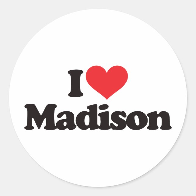 Adesivo Redondo Eu Amo Madison (Frente)
