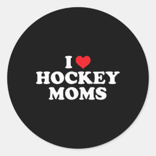 Adesivo Redondo Eu Amo Mães de Hockey Design Divertido 