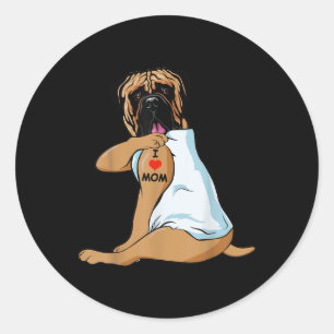Adesivo Redondo Eu Amo Mamãe Tatto Bullmastiff Mãe Cachorro Sobrem
