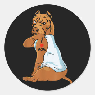 Adesivo Redondo Eu Amo Mamãe Tatto Pitbull Mamãe Cachorro Sobrinho