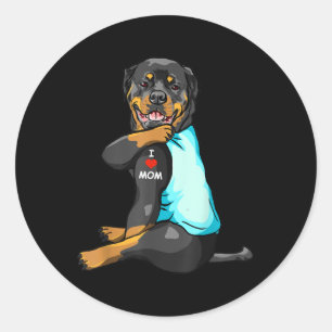 Adesivo Redondo Eu Amo Mamãe Tatto Rottweiler Mamãe Cachorro Sobri