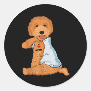 Adesivo Redondo Eu Amo Mamãe Tatuagem Goldendoodododle Mãe Cachorr