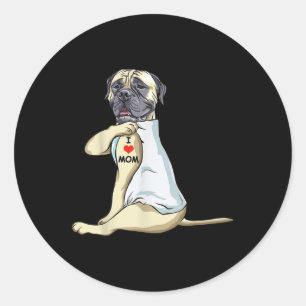 Adesivo Redondo Eu Amo Mamãe Tatuagem Inglês Mastiff Mãe Cachorro