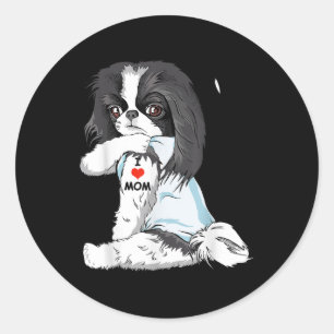 Adesivo Redondo Eu Amo Mamãe Tatuagem Japonês Chin Mãe Cachorro So