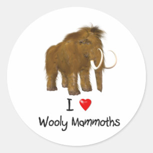 Adesivo Redondo "Eu amo Mammoth lanoso dos Mammoths lanosos"