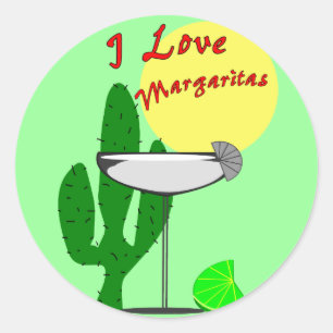 Adesivo Redondo Eu amo margaritas--T-shirt dos amantes de