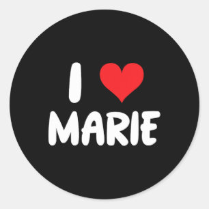 Adesivo Redondo Eu Amo Marie - Heart - Name