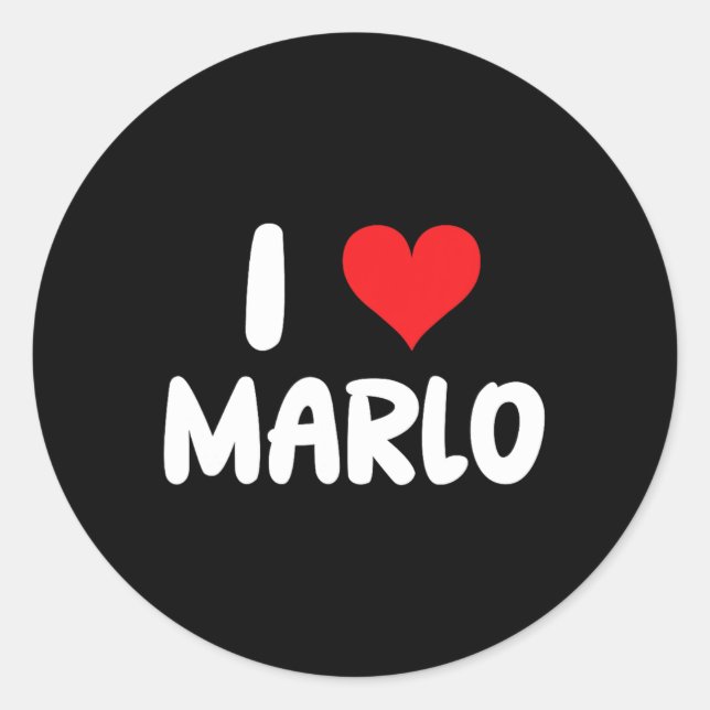Adesivo Redondo Eu Amo Marlo - Coração - Nome  (Frente)