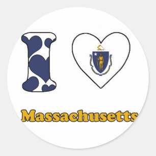 Adesivo Redondo Eu amo Massachusetts
