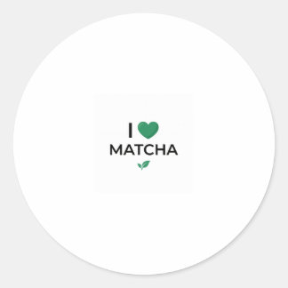 Adesivo Redondo Eu Amo Matcha Chá Verde Minimalista 