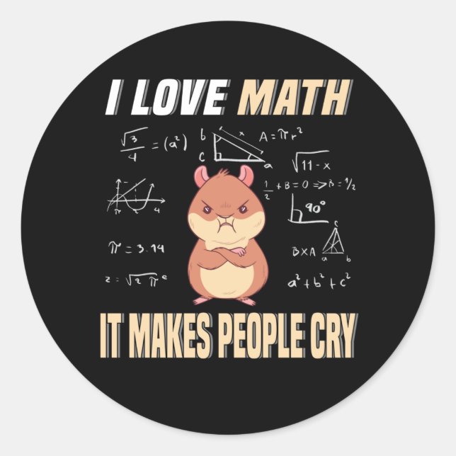 Adesivo Redondo Eu Amo Matemática Hamster Rodent Matth Genius Math (Frente)