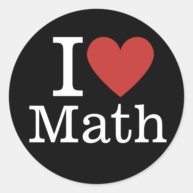 Adesivo Redondo Eu ❤️ Amo Matemática para Estudantes/Faculdade (Frente)