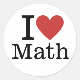 Adesivo Redondo Eu ❤️ Amo Matemática para Estudantes/Faculdade