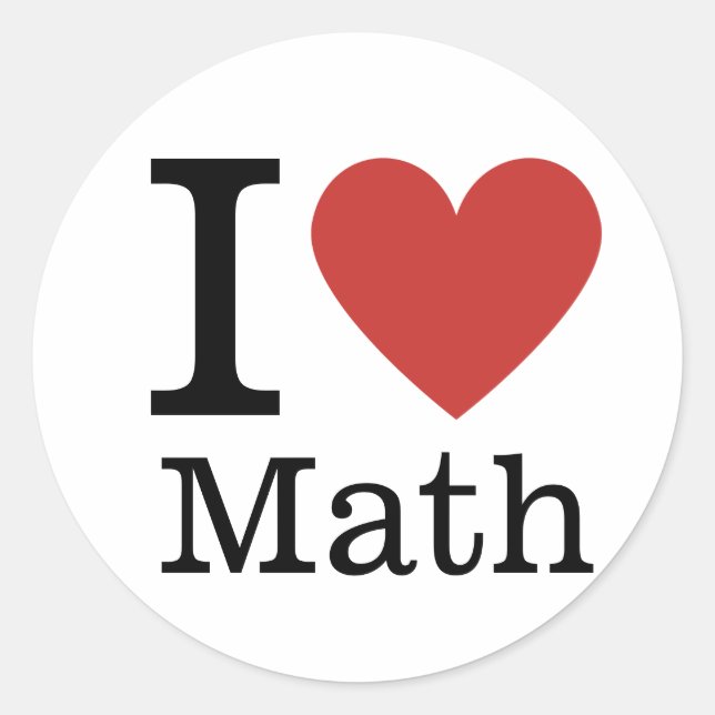 Adesivo Redondo Eu ❤️ Amo Math STICKER (Frente)
