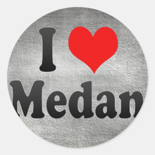 Adesivo Redondo Eu amo Medan, Indonésia. Mim Cinta Medan,