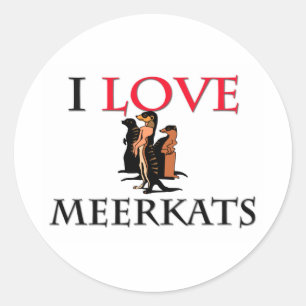 Adesivo Redondo Eu amo Meerkats