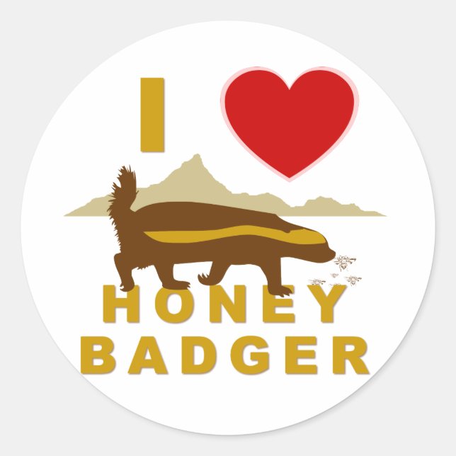 ADESIVO REDONDO EU AMO MEL BADGER (Frente)