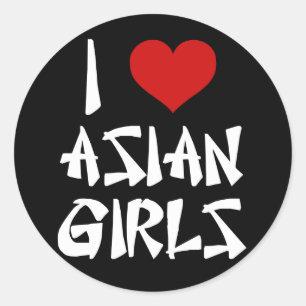 Adesivo Redondo Eu Amo Meninas Asiáticas