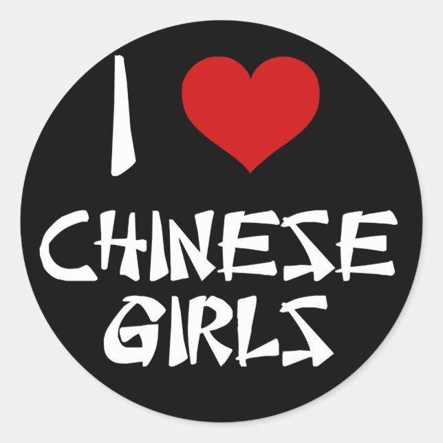 Adesivo Redondo Eu Amo Meninas Chinesas (Frente)