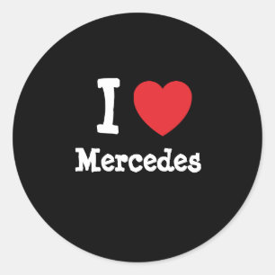 Adesivo Redondo Eu amo Mercedes coração T-Shirt