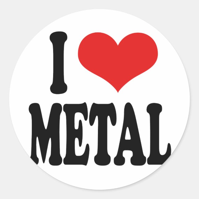 Adesivo Redondo Eu Amo Metal (Frente)