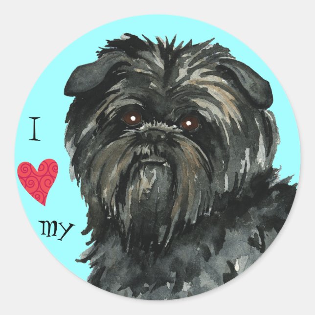 Adesivo Redondo Eu amo meu affenpinscher (Frente)