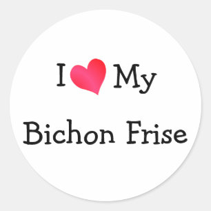 Adesivo Redondo Eu amo meu Bichon Frise