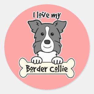Adesivo Redondo Eu amo meu border collie