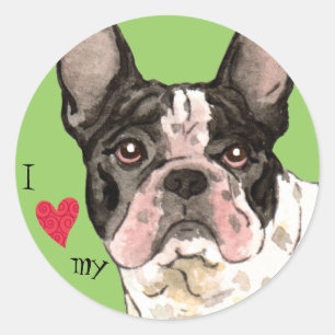 Adesivo Redondo Eu amo meu Buldogue Francês