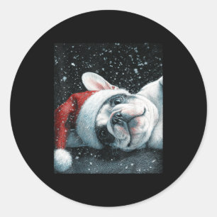 Adesivo Redondo Eu Amo Meu Bulldog Francês Natal Fofo 