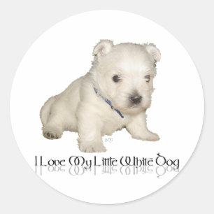 Adesivo Redondo Eu Amo Meu Cachorrinho Branco - Filhote Westie