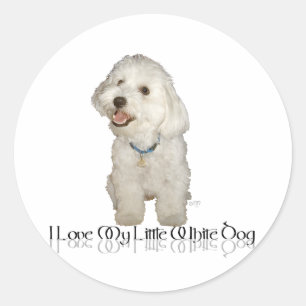 Adesivo Redondo Eu Amo Meu Cachorrinho Branco - Havanese
